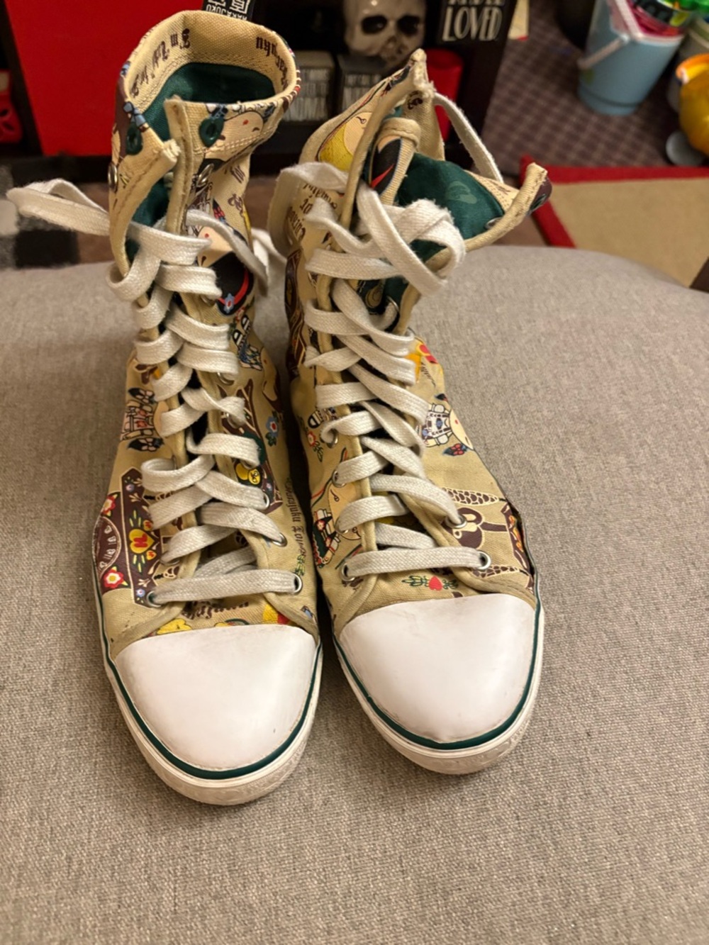 Harajuku Lovers Beige Graphic High-Top Sneakers